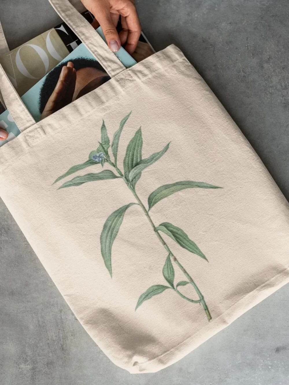 Dayflower Vintage Floral Print Graphic Canvas Tote Bag